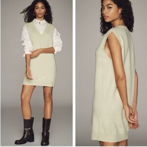 Anthropologie Sunday in Brooklyn green Sweater layer fall Vest Mini Dress small